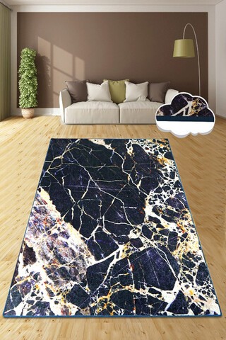 Covor, Natural Stone Black 80X120 , 80x120 cm, 50% catifea/50% poliester, Negru / Violet / Alb