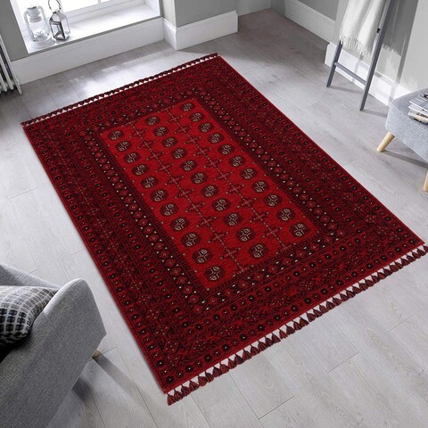 Covor de hol, Bhr 04 Red , 80x150 cm, Fibre acrilice, Rosu