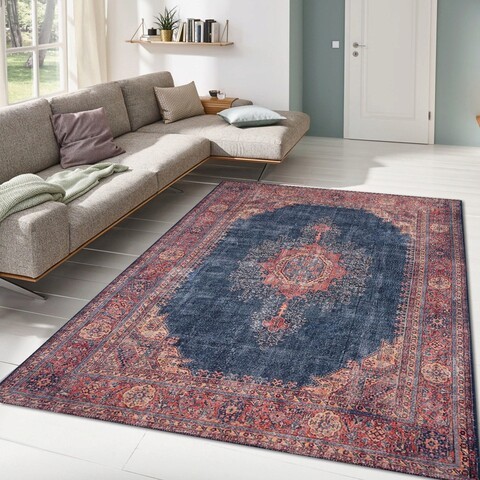 Covor de hol, Dark Blue AL 26 , 75x150 cm, Poliester , Multicolor