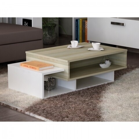 Masuta pentru living, Wooden Art, Tab White Cordoba, 105x32x60 cm