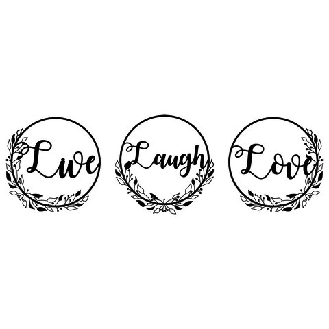 Set 3 decoratiuni de perete, Live Laugh Live, Tanelorn, 48x48 cm, metal