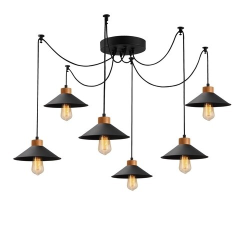 Candelabru Manavgat N-559, Noor, 100 x 144 cm, 6 x E27, 100W, negru