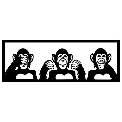 Decoratiune de perete, Three Monkeys - L, Tanelorn, 100x36 cm, metal