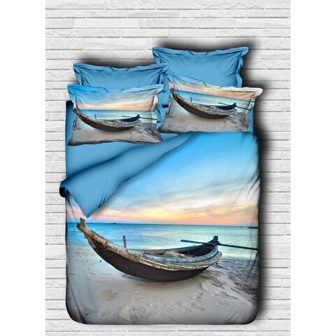 Lenjerie de pat dubla Beach 130, Pearl Home, 3 piese, 200x220 cm, amestec bumbac, multicolor