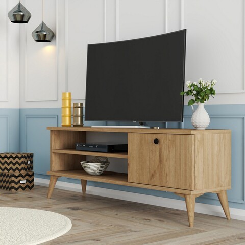 Comoda TV Retro, Mezza, 120x29.5x44.6 cm, natural