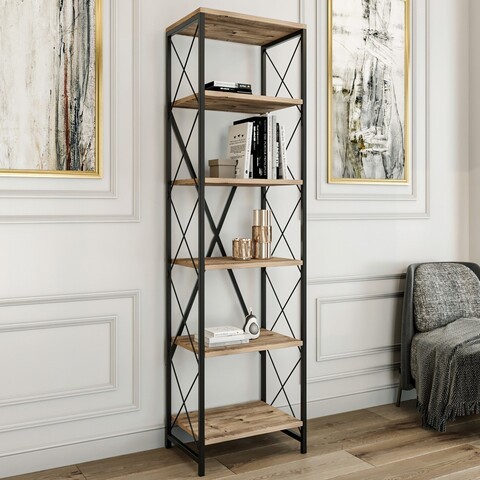 Biblioteca Suadiye, Kalune Design, 50x35x180 cm, natural/negru