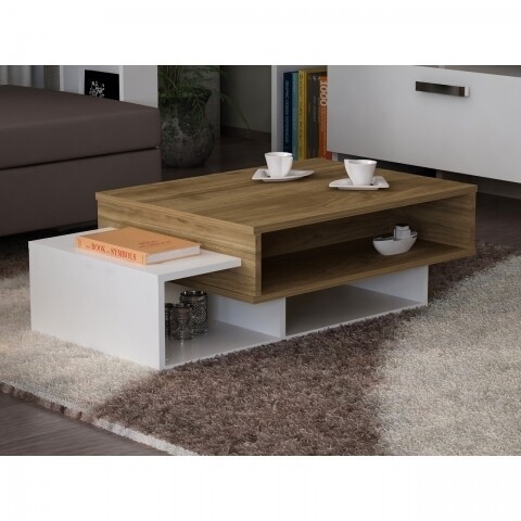 Masuta pentru living, Wooden Art, Tab White Walnut, 105x32x60 cm