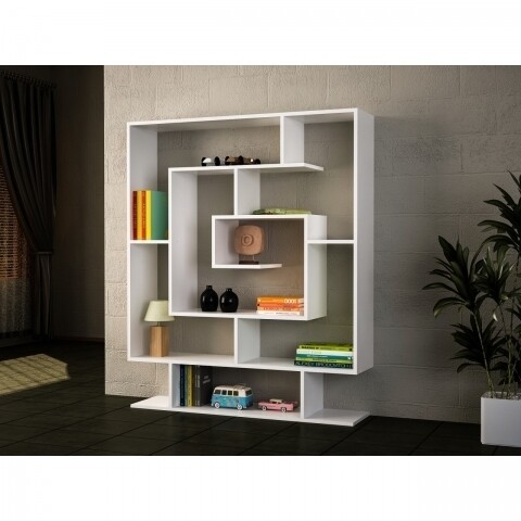 Biblioteca Wooden Art, Sarmasik White, 124.8x149.4x22 cm