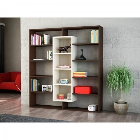 Biblioteca Wooden Art, Ample Wenge Birch, 125x135.7x22 cm