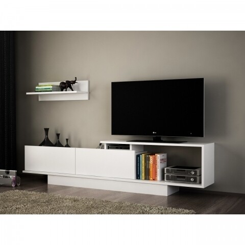 Comoda TV cu dulap, Wooden Art, Asos White