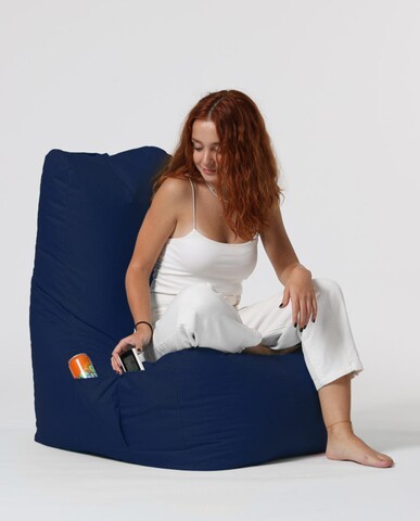 Fotoliu puf, Bean Bag Ferndale, Diamond, 60 x 90 cm, poliester impermeabil, albastru inchis