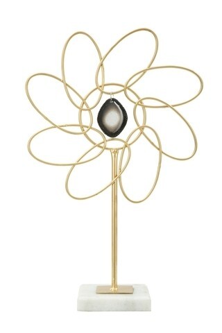 Decoratiune, Glam Daisy, Mauro Ferretti, 24x37.5 cm, fier, auriu