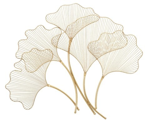 Decoratiune de perete Glam Leaf, Mauro Ferretti, 79x68 cm, fier, auriu