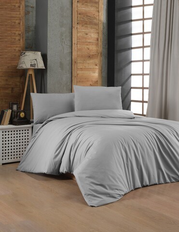 Lenjerie de pat dubla King Quilt(FR) Light Grey, Patik, 3 piese, 240x220 cm, bumbac ranforce, gri deschis