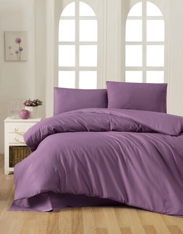 Lenjerie de pat dubla King Quilt(FR) Plum, Patik, 3 piese, 240x220 cm, bumbac ranforce, mov