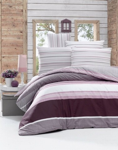 Lenjerie de pat dubla King Quilt(FR) Savoy, Victoria, 3 piese, 240x220 cm, bumbac ranforce, lila