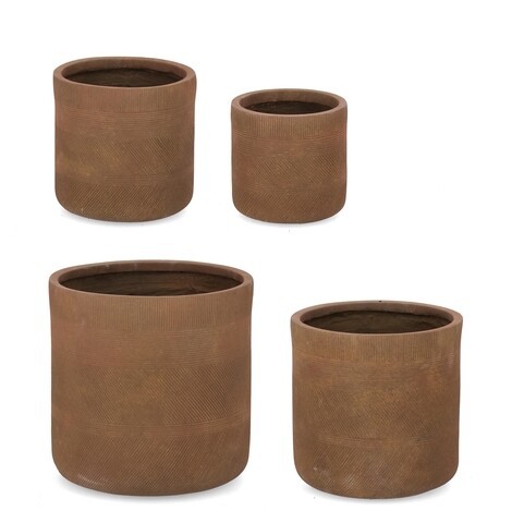 Set ghivece pentru exterior 4 piese Rigo, Bizzotto, Ø43 x 43 cm, fibre de lut, maro rusty