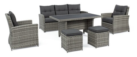 Set mobilier pentru gradina/terasa 6 piese Ariel, Bizzotto, fibra sintetica/tesatura ofelin, gri