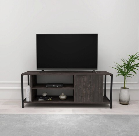 Comoda TV, Kalune Design, Bond, 120x54x30 cm, Maro închis/Negru