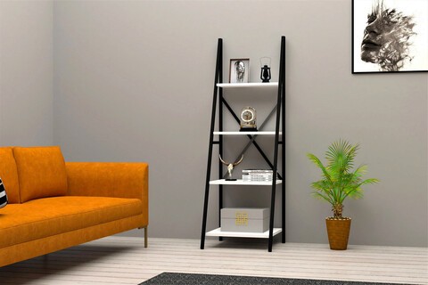 Corp biblioteca, Puqa Design, Passi, 50x150x44 cm, PAL, Alb/Negru