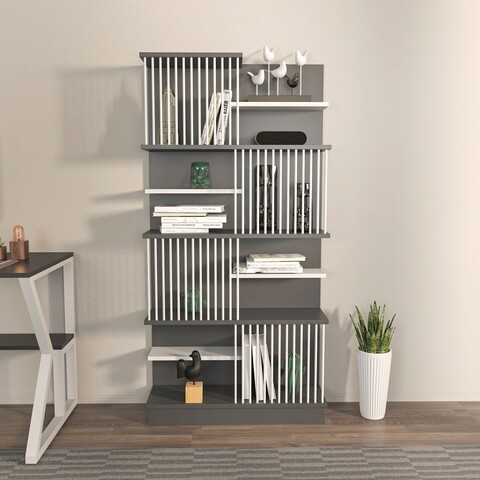 Corp biblioteca, Zena Home, Arya, 80x160x24.6 cm, PAL, Antracit/Alb