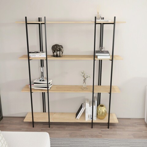 Corp biblioteca, Zena Home, Moss, 160x180x29.6 cm, PAL, Stejar / Negru