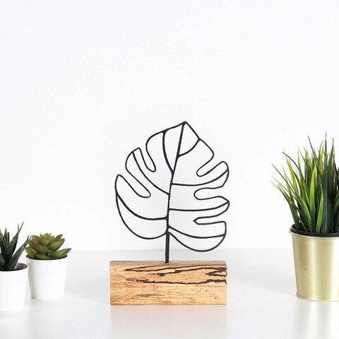 Decoratiune, Thin Leaf, 17x28x3.5 cm, Metal, Negru