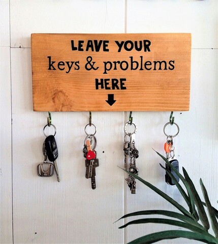 Suport pentru chei, Leave Your Keys, 30x15x1.8 cm, Lemn , Maro