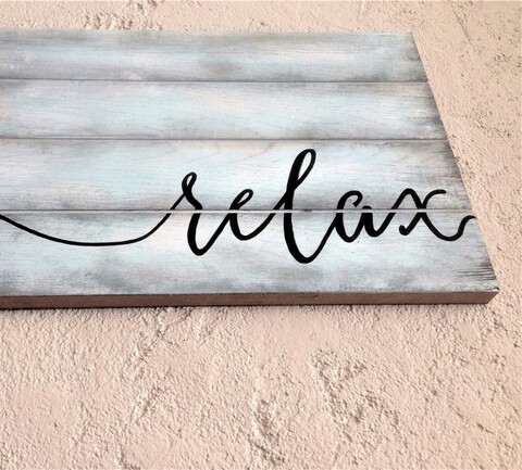 Decoratiune de perete, Relax, 40x1.8x26 cm, Lemn , Albastru