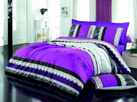 Lenjerie de pat pentru o persoana, Dantela - Lilac, Pearl Home, Bumbac Ranforce