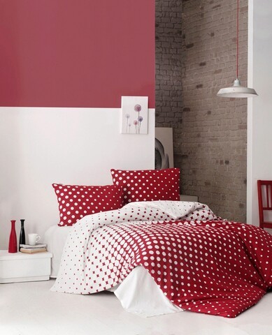 Lenjerie de pat pentru o persoana, Puanline - Red, Pearl Home, Bumbac Ranforce