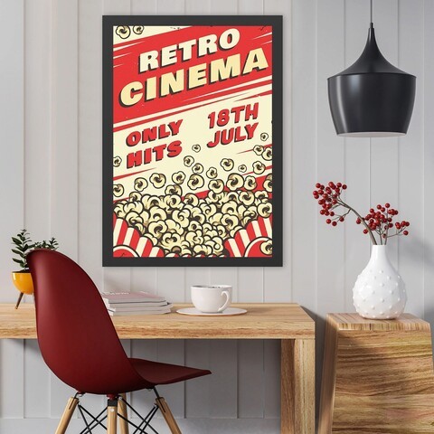 Tablou decorativ, Retro Cinema (35 x 45), MDF , Polistiren, Crem / Roșu