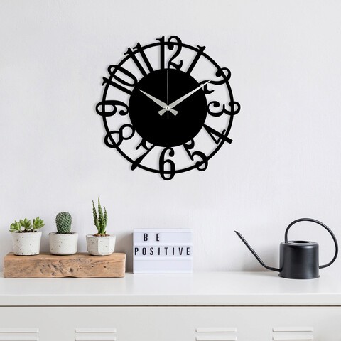 Ceas de perete, Enzoclock - S012, metal, 48 x 48 cm, negru