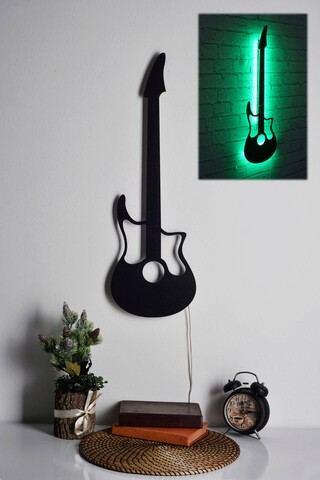 Decoratiune luminoasa LED, Guitar, MDF, 60 LED-uri, Verde