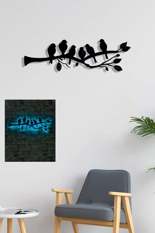 Decoratiune luminoasa LED, Birds, MDF, 60 LED-uri, Albastru