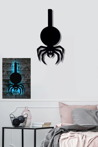 Decoratiune luminoasa LED, Spider, MDF, 60 LED-uri, Albastru