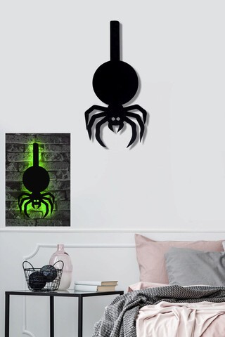 Decoratiune luminoasa LED, Spider, MDF, 60 LED-uri, Verde