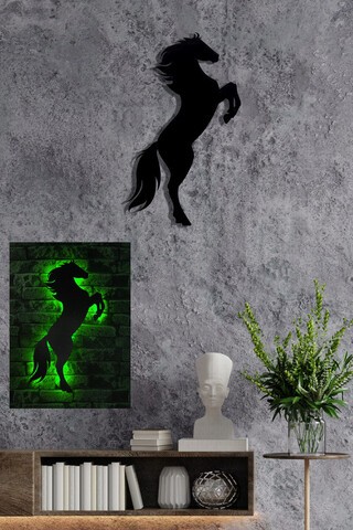 Decoratiune luminoasa LED, Wild Horse, MDF, 60 LED-uri, Verde