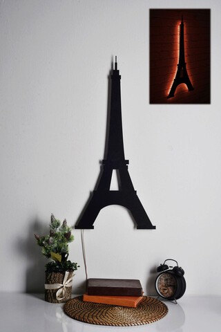 Decoratiune luminoasa LED, Eiffel Tower, MDF, 60 LED-uri, Rosu