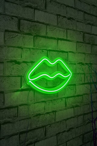 Decoratiune luminoasa LED, Lips, Benzi flexibile de neon, DC 12 V, Verde