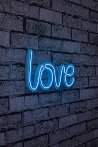 Decoratiune luminoasa LED, Love, Benzi flexibile de neon, DC 12 V, Albastru