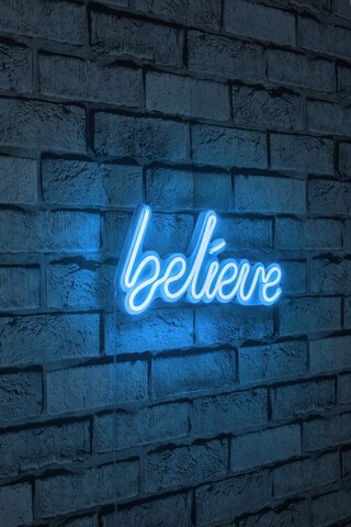 Decoratiune luminoasa LED, Believe, Benzi flexibile de neon, DC 12 V, Albastru