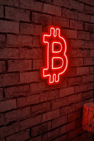 Decoratiune luminoasa LED, Bitcoin, Benzi flexibile de neon, DC 12 V, Rosu