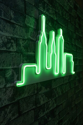 Decoratiune luminoasa LED, City Skyline, Benzi flexibile de neon, DC 12 V, Verde
