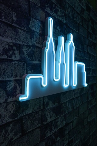 Decoratiune luminoasa LED, City Skyline, Benzi flexibile de neon, DC 12 V, Albastru