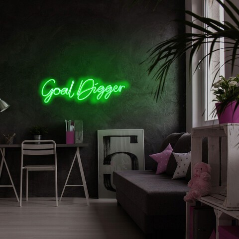 Decoratiune luminoasa LED, Goal Digger, Benzi flexibile de neon, DC 12 V, Verde