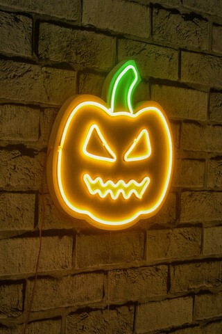 Decoratiune luminoasa LED, Pumpkin, Benzi flexibile de neon, DC 12 V, Galben verde