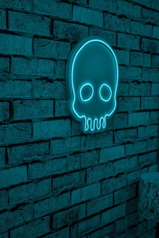 Decoratiune luminoasa LED, Skull, Benzi flexibile de neon, DC 12 V, Albastru