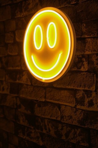 Decoratiune luminoasa LED, Smiley, Benzi flexibile de neon, DC 12 V, Galben