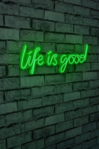 Decoratiune luminoasa LED, Life Is Good, Benzi flexibile de neon, DC 12 V, Verde